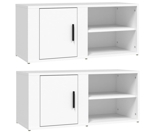 Muebles para TV 2 uds madera contrachapada blanco 80x31,5x36 cm