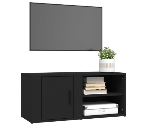 Mueble para TV madera contrachapada negro 80x31,5x36 cm