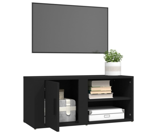 Mueble para TV madera contrachapada negro 80x31,5x36 cm