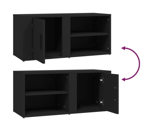 Mueble para TV madera contrachapada negro 80x31,5x36 cm