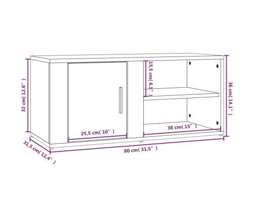 Mueble para TV madera contrachapada negro 80x31,5x36 cm