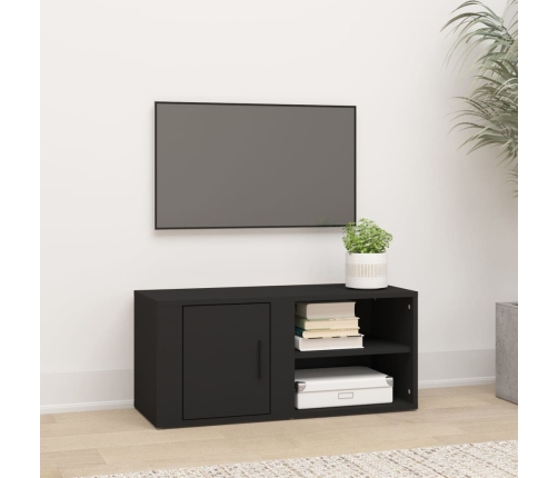 Mueble para TV madera contrachapada negro 80x31,5x36 cm