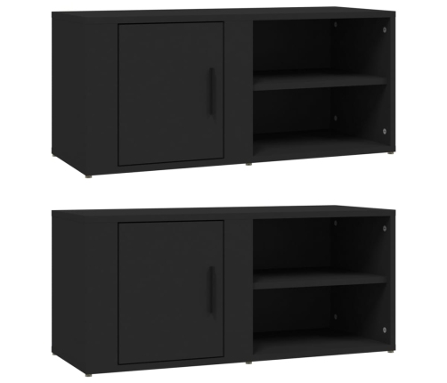 vidaXL Muebles para TV 2 uds madera contrachapada negro 80x31,5x36 cm