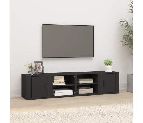 vidaXL Muebles para TV 2 uds madera contrachapada negro 80x31,5x36 cm