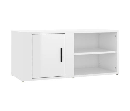 Mueble de TV madera contrachapada blanco brillo 80x31,5x36 cm