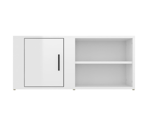 Mueble de TV madera contrachapada blanco brillo 80x31,5x36 cm