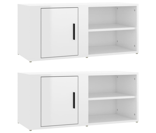 Muebles para TV 2 uds madera blanco brillo 80x31,5x36 cm