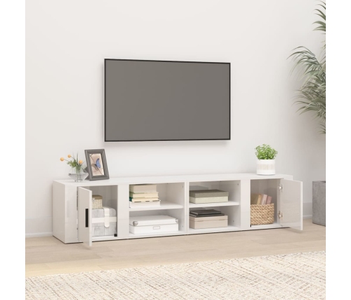 Muebles para TV 2 uds madera blanco brillo 80x31,5x36 cm