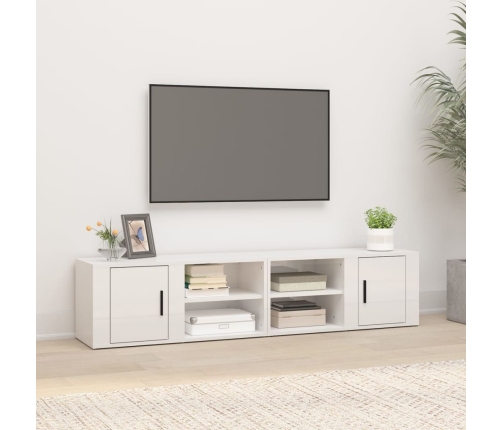 Muebles para TV 2 uds madera blanco brillo 80x31,5x36 cm