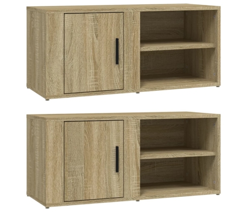 Mueble TV 2 uds madera contrachapada roble Sonoma 80x31,5x36 cm