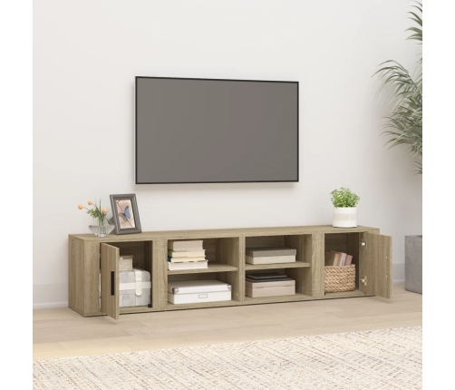 Mueble TV 2 uds madera contrachapada roble Sonoma 80x31,5x36 cm