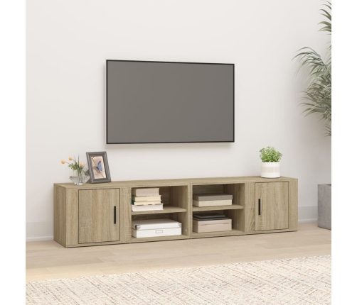 Mueble TV 2 uds madera contrachapada roble Sonoma 80x31,5x36 cm