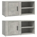 Mueble TV 2 uds madera contrachapada gris hormigón 80x31,5x36cm