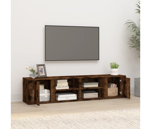 vidaXL Mueble TV 2 uds madera contrachapada roble ahumado 80x31,5x36cm