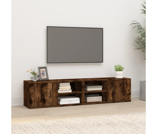 vidaXL Mueble TV 2 uds madera contrachapada roble ahumado 80x31,5x36cm