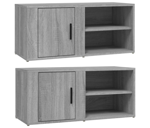 Mueble TV 2 uds madera contrachapada gris Sonoma 80x31,5x36 cm