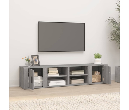 Mueble TV 2 uds madera contrachapada gris Sonoma 80x31,5x36 cm