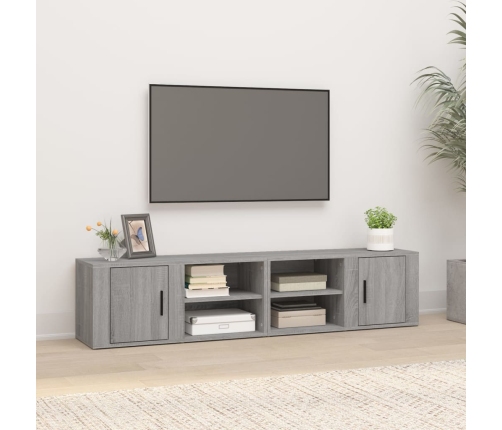 Mueble TV 2 uds madera contrachapada gris Sonoma 80x31,5x36 cm