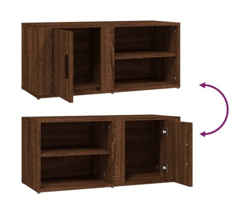 Mueble TV 2 uds madera contrachapada roble marrón 80x31,5x36cm