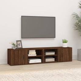 Mueble TV 2 uds madera contrachapada roble marrón 80x31,5x36cm