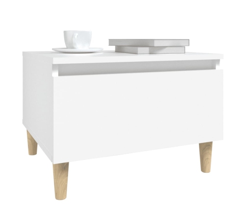 Mesa auxiliar de madera contrachapada blanco 50x46x35 cm