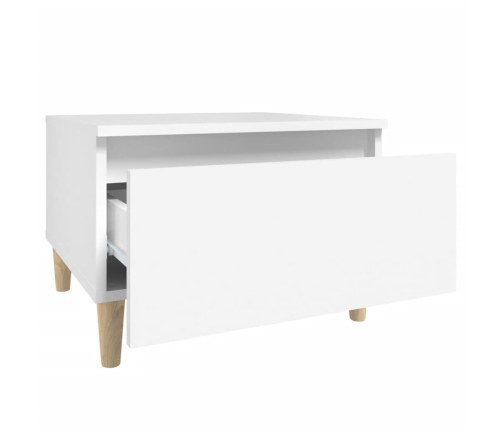 Mesa auxiliar de madera contrachapada blanco 50x46x35 cm