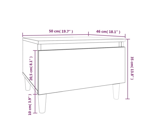 Mesa auxiliar de madera contrachapada blanco 50x46x35 cm