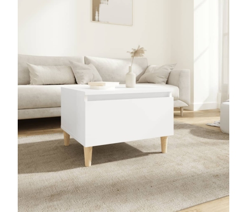 Mesa auxiliar de madera contrachapada blanco 50x46x35 cm