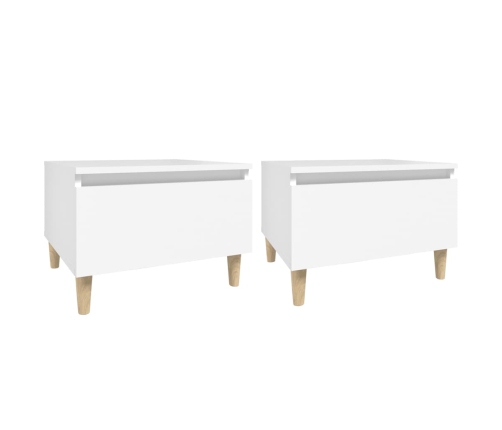 Mesas auxiliares 2 uds madera contrachapada blanco 50x46x35 cm