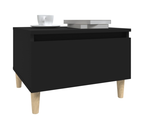 vidaXL Mesa auxiliar de madera contrachapada negro 50x46x35 cm