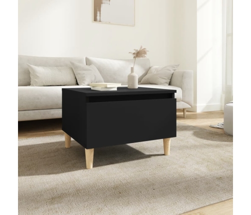 Mesa auxiliar de madera contrachapada negro 50x46x35 cm