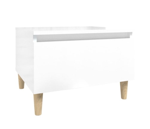 Mesa auxiliar de madera contrachapada blanco brillo 50x46x35 cm