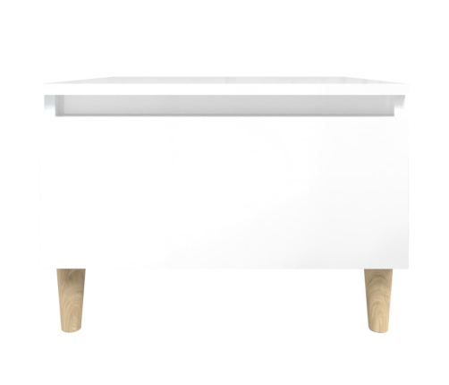 Mesa auxiliar de madera contrachapada blanco brillo 50x46x35 cm