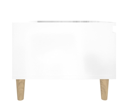 Mesa auxiliar de madera contrachapada blanco brillo 50x46x35 cm