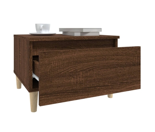 vidaXL Mesa auxiliar madera contrachapada roble marrón 50x46x35 cm