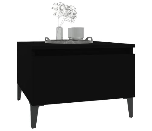 Mesa auxiliar de madera contrachapada negro 50x46x35 cm