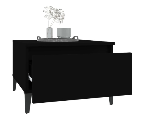 Mesa auxiliar de madera contrachapada negro 50x46x35 cm