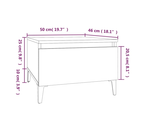 Mesa auxiliar de madera contrachapada negro 50x46x35 cm