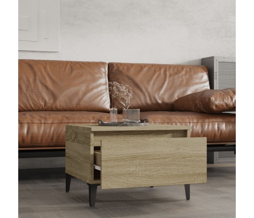 vidaXL Mesa auxiliar madera contrachapada roble Sonoma 50x46x35 cm