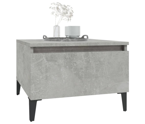 Mesa auxiliar de madera contrachapada gris hormigón 50x46x35 cm