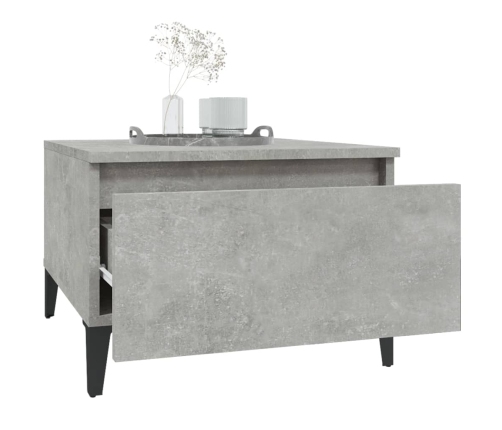 Mesa auxiliar de madera contrachapada gris hormigón 50x46x35 cm