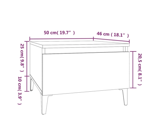 Mesa auxiliar madera contrachapada roble ahumado 50x46x35 cm