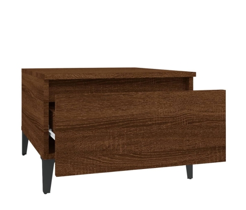 Mesa auxiliar madera contrachapada roble marrón 50x46x35 cm