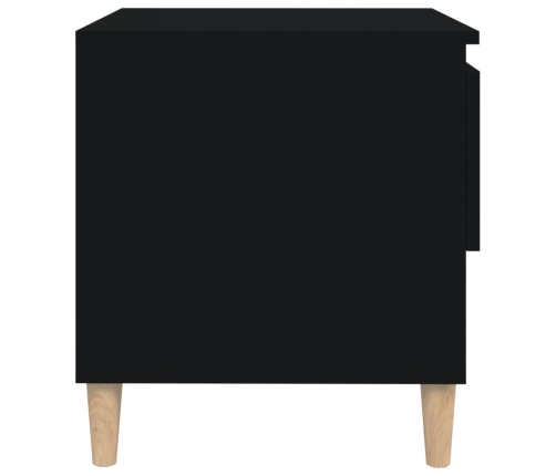 vidaXL Mesita de noche madera contrachapada negro 50x46x50 cm