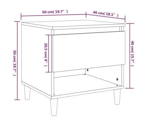 vidaXL Mesita de noche madera contrachapada negro 50x46x50 cm