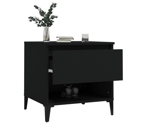 Mesa auxiliar madera contrachapada negro 50x46x50 cm