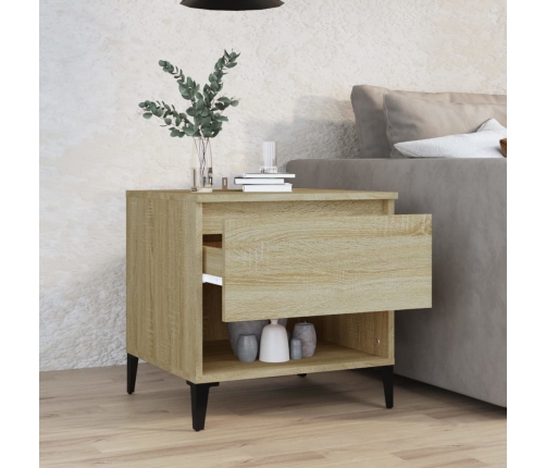 vidaXL Mesa auxiliar madera contrachapada roble Sonoma 50x46x50 cm