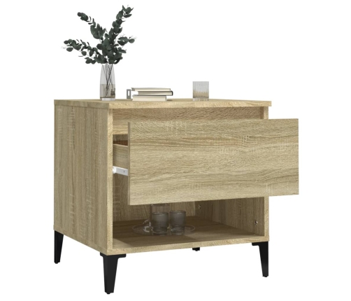 vidaXL Mesa auxiliar madera contrachapada roble Sonoma 50x46x50 cm