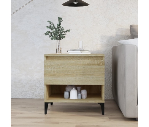 vidaXL Mesa auxiliar madera contrachapada roble Sonoma 50x46x50 cm