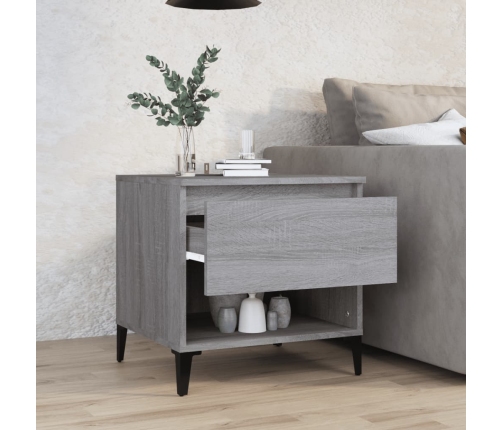 vidaXL Mesa auxiliar de madera contrachapada gris Sonoma 50x46x50 cm